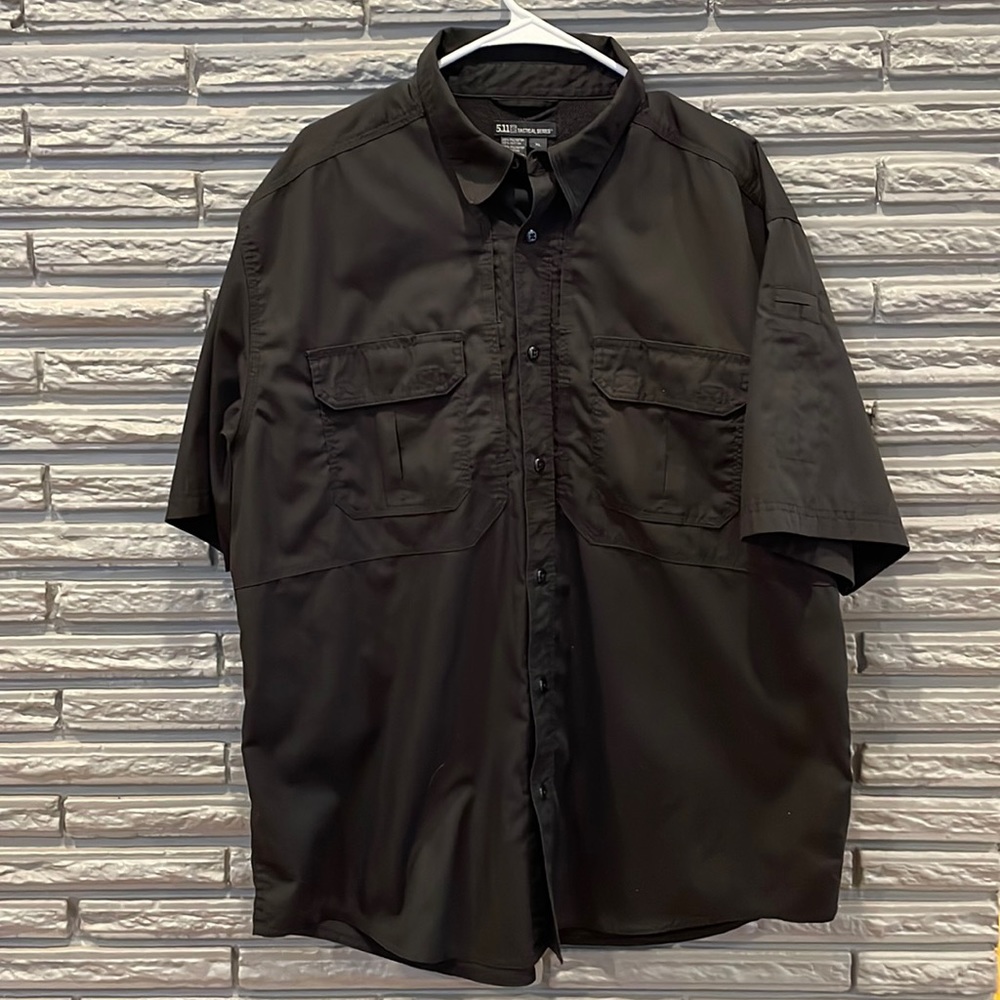 511 Tactical Series Vented Black Button Up Mens Shirt Polo Size XL